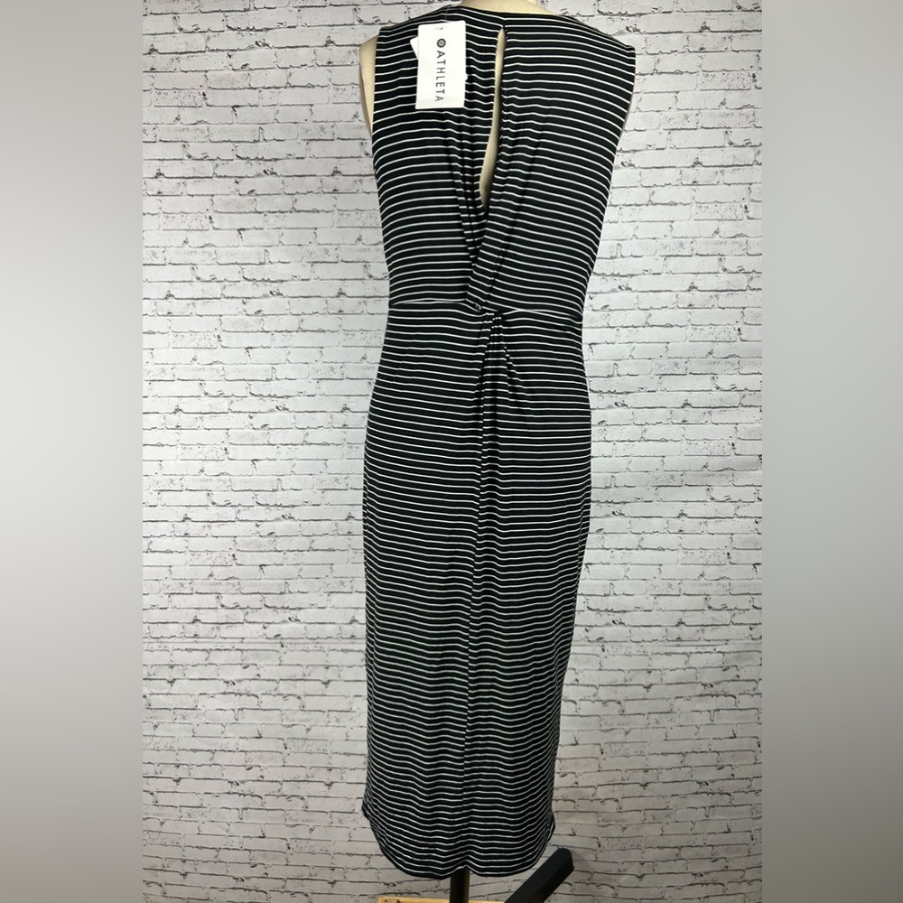 Athleta | NWT striped black & white sleeveless midi dress size M - Picture 5 of 8